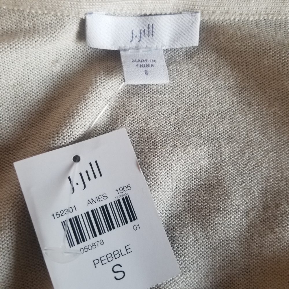 NEW J.Jill Cardigan open front waterfall linen blend neutral Basic Travel - Picture 2 of 10